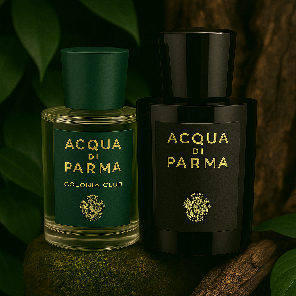Acqua di Parma cologne bottles displayed on an aesthetic background