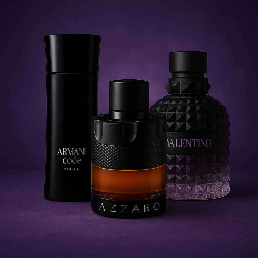 Top designer perfume bottles arranged in modern aesthetic