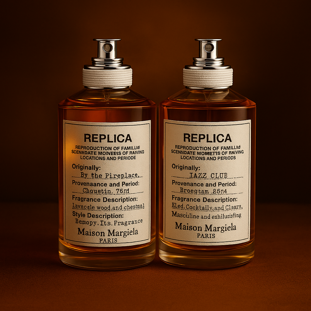 Maison Margiela Replica bottles arranged with minimalist decor