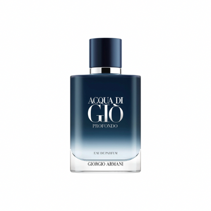 Acqua Di Gio Profondo Parfum Sample full bottle image on white background – Sample this fragrance at Scent Suave