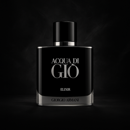 Acqua Di Gio Elixir Sample fragrance bottle display – Try a decant from Scent Suave
