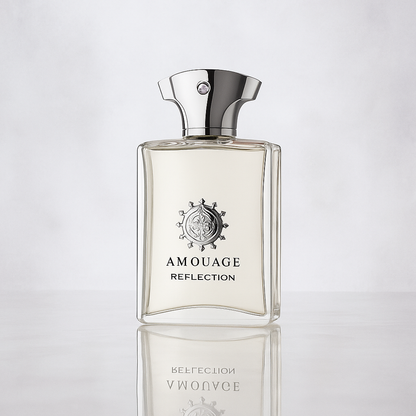 Amouage Reflection Man EDP Sample fragrance bottle display – Try a decant from Scent Suave
