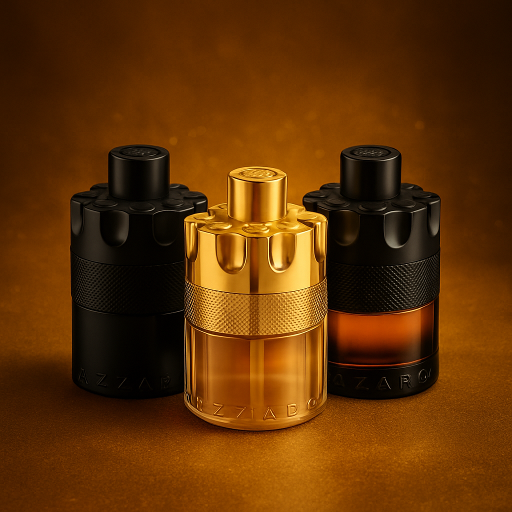 Azzaro Wanted Trio Pack Sample fragrance bottle display – Try a decant from Scent Suave