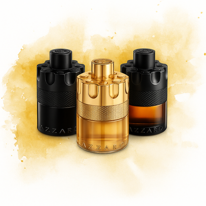 Azzaro Wanted Trio Pack Sample full bottle image on white background – Sample this fragrance at Scent Suave