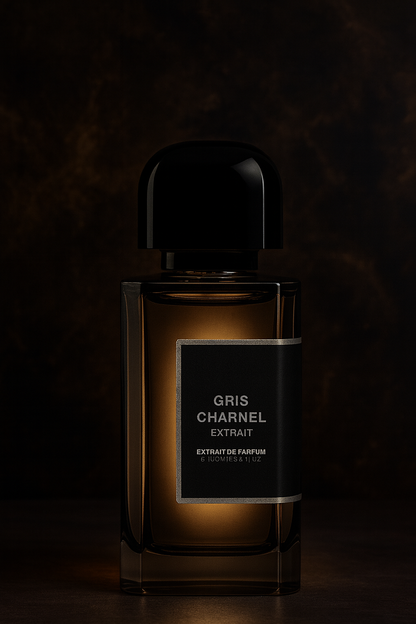 BDK Gris Charnel Extrait de Parfum bottle on a dark smoky background
