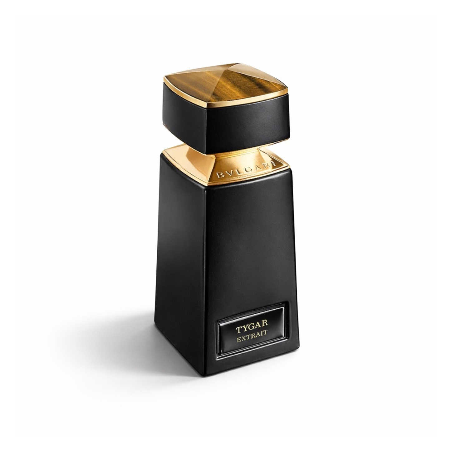 Bvlgari Le Gemme Tygar Extrait bottle front view on white background luxury men fragrance
