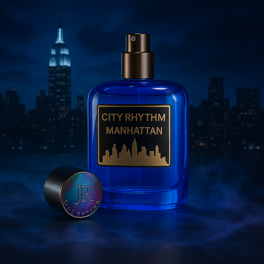 City Rhythm Manhattan Midnight Sample fragrance bottle display – Try a decant from Scent Suave