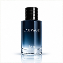 Dior Sauvage Eau de Toilette men's fragrance bottle with dark navy blue gradient glass, glossy black cylindrical cap and silver Dior logo on white background