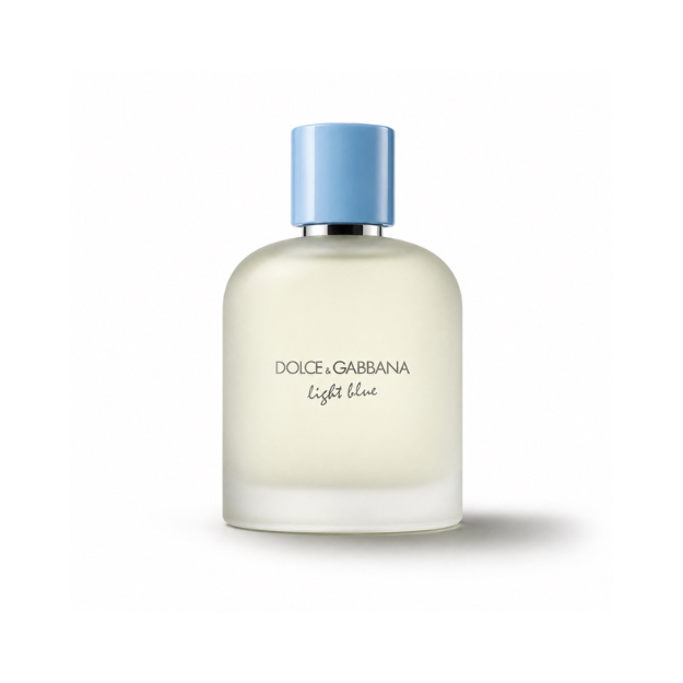 Dolce & Gabbana Light Blue Pour Homme Eau de Toilette men's cologne bottle on white background