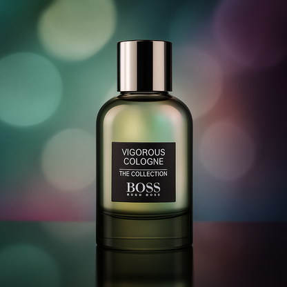 Hugo Boss The Collection Vigorous Cologne Sample fragrance bottle display – Try a decant from Scent Suave