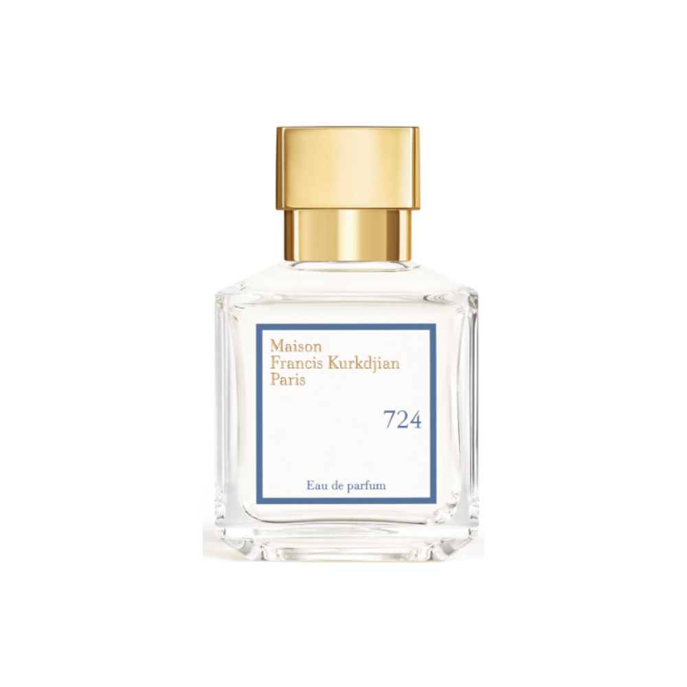Maison Francis Kurkdjian 724 EDP transparent fragrance bottle with gold cap