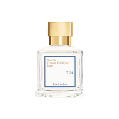 Maison Francis Kurkdjian 724 EDP transparent fragrance bottle with gold cap