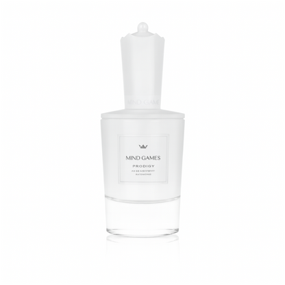 Mind Games Prodigy fragrance bottle on clean white background – sample size luxury niche perfume