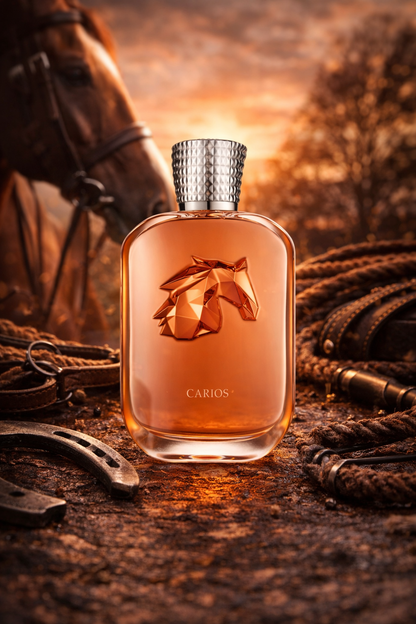 Parfums de Marly Carios niche fragrance men luxury cologne horse sunset warm woody amber scent scene