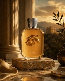Parfums de Marly Eragon luxury spicy amber fragrance featuring bergamot, cinnamon, leather, vanilla, and patchouli displayed in an elegant palace-inspired setting