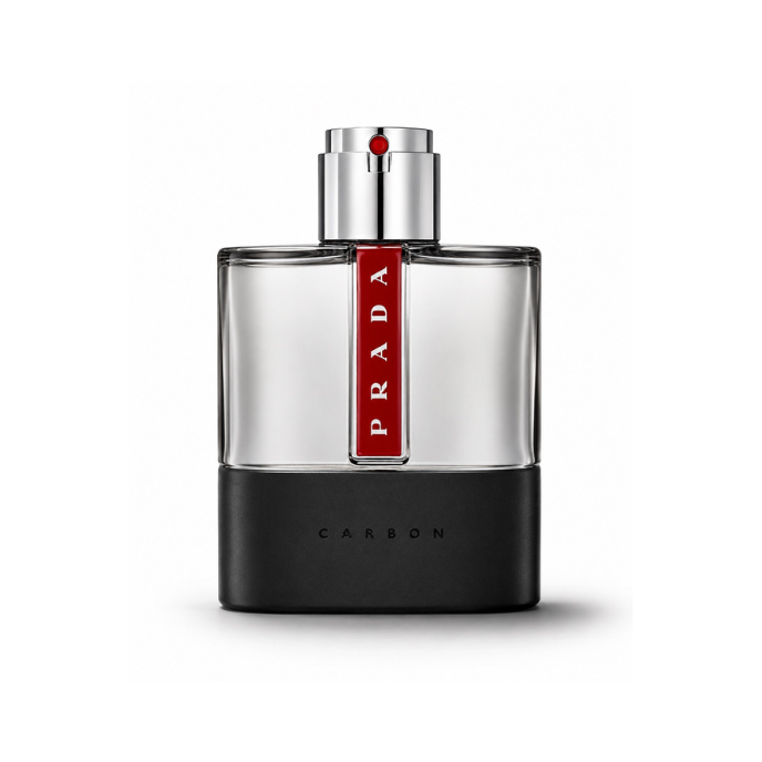 Prada Luna Rossa Carbon Eau de Toilette fragrance bottle on white background