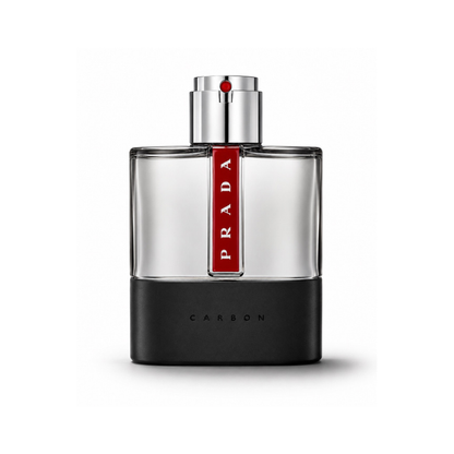 Prada Luna Rossa Carbon Eau de Toilette fragrance bottle on white background
