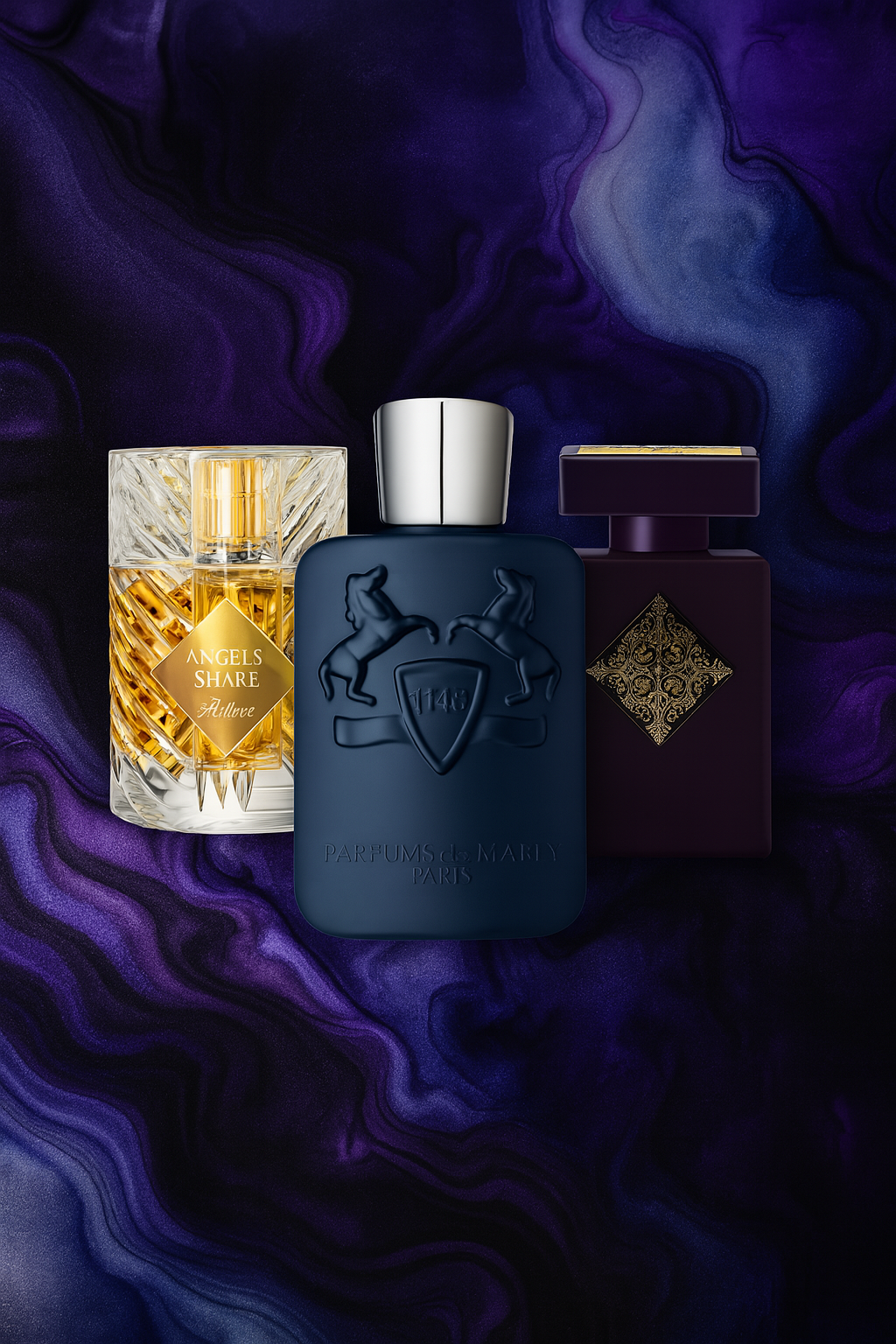 Premium winter sample pack featuring Parfums de Marly, Kilian Angel’s Share, and Initio Side Effect
