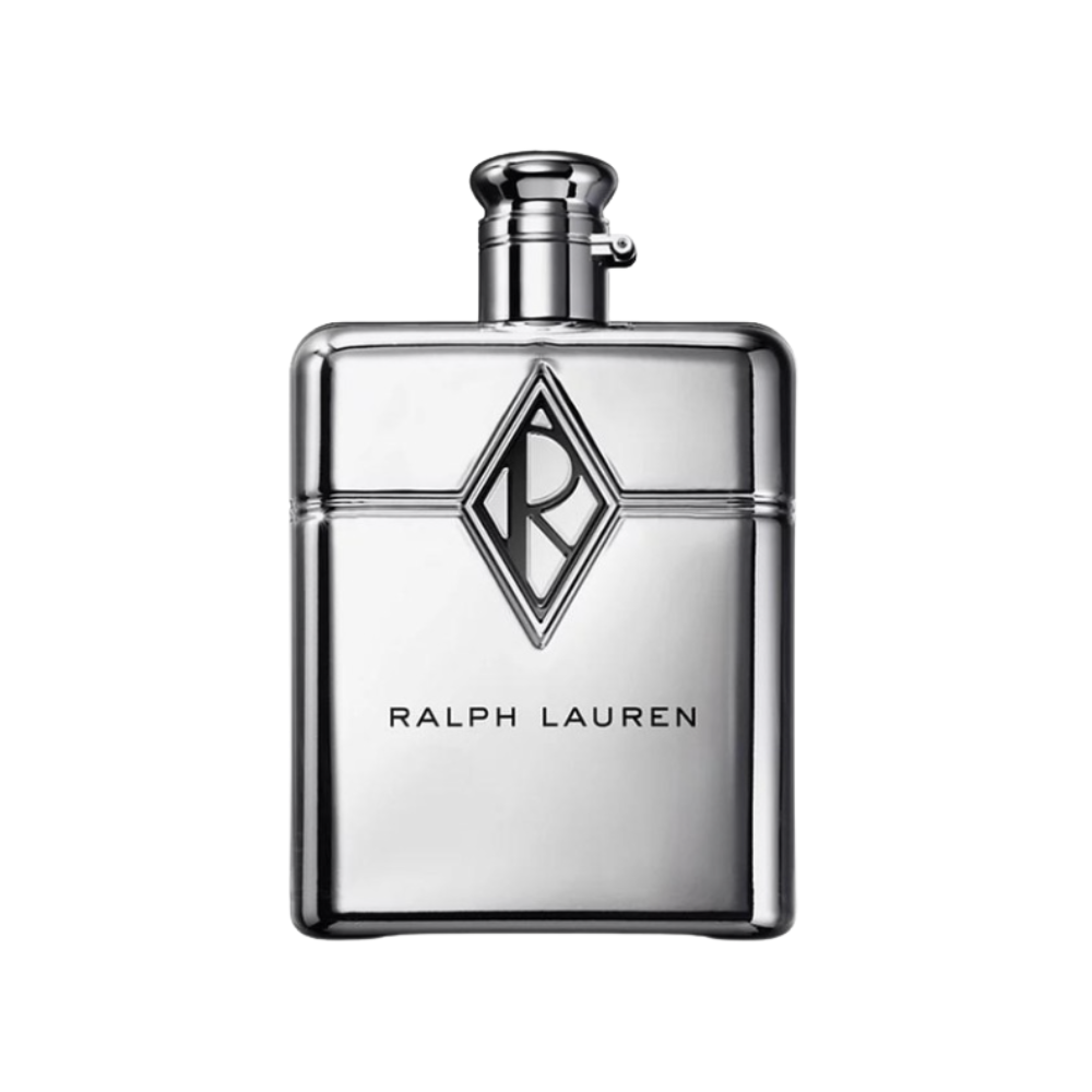 Ralph Lauren Ralph's Club New York fragrance bottle with chrome finish on white background