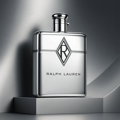 Ralph Lauren Ralph's Club New York Eau de Parfum bottle on a luxury silver-toned background