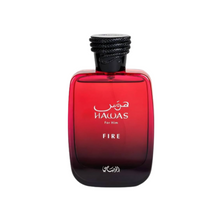 Rasasi Hawas Fire Sample full bottle image on white background – Sample this fragrance at Scent Suave