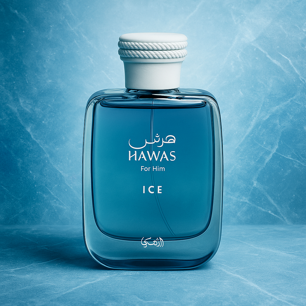 Rasasi Hawas Ice Sample fragrance bottle display – Try a decant from Scent Suave