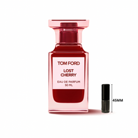 Tom Ford Electric Cherry 50ml Eau de Parfum bottle – cherry-scented luxury fragrance sample with clear red glass design