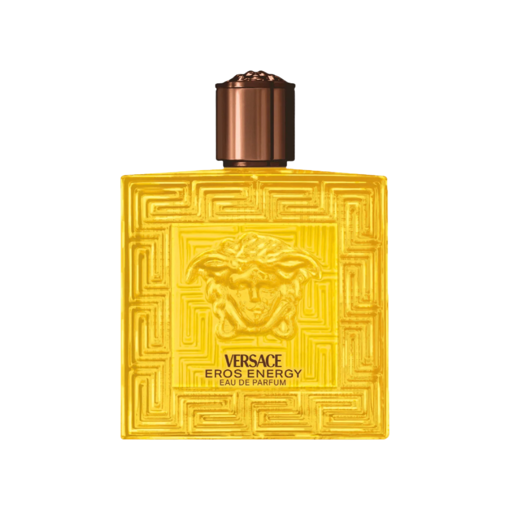 Versace Eros Energy bottle on white background showcasing luxury men's cologne