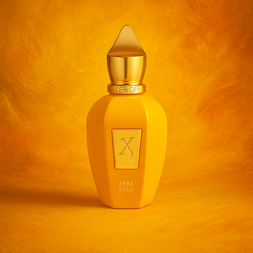 Xerjoff Erba Gold Sample fragrance bottle display – Try a decant from Scent Suave