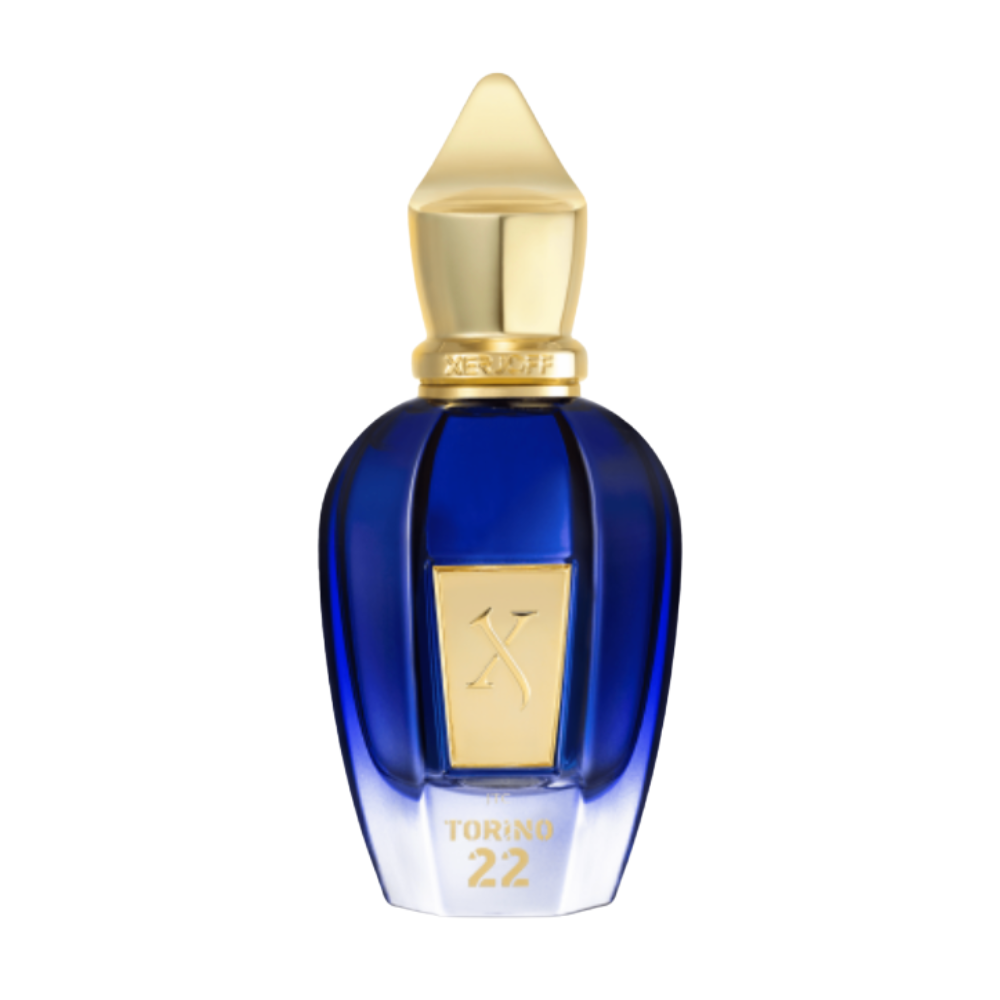 Xerjoff Torino 22 Eau de Parfum bottle isolated on white background – niche fragrance sample display