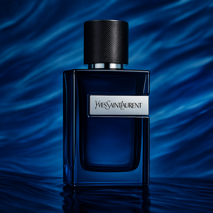Yves Saint Lauren Y Eau de Parfum Intense Sample fragrance bottle display – Try a decant from Scent Suave