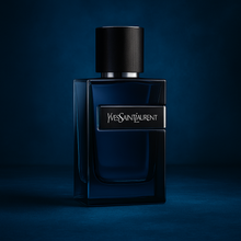 Yves Saint Laurent Y Elixir Cologne Bottle on Dark Blue Background – YSL Y Elixir for Men